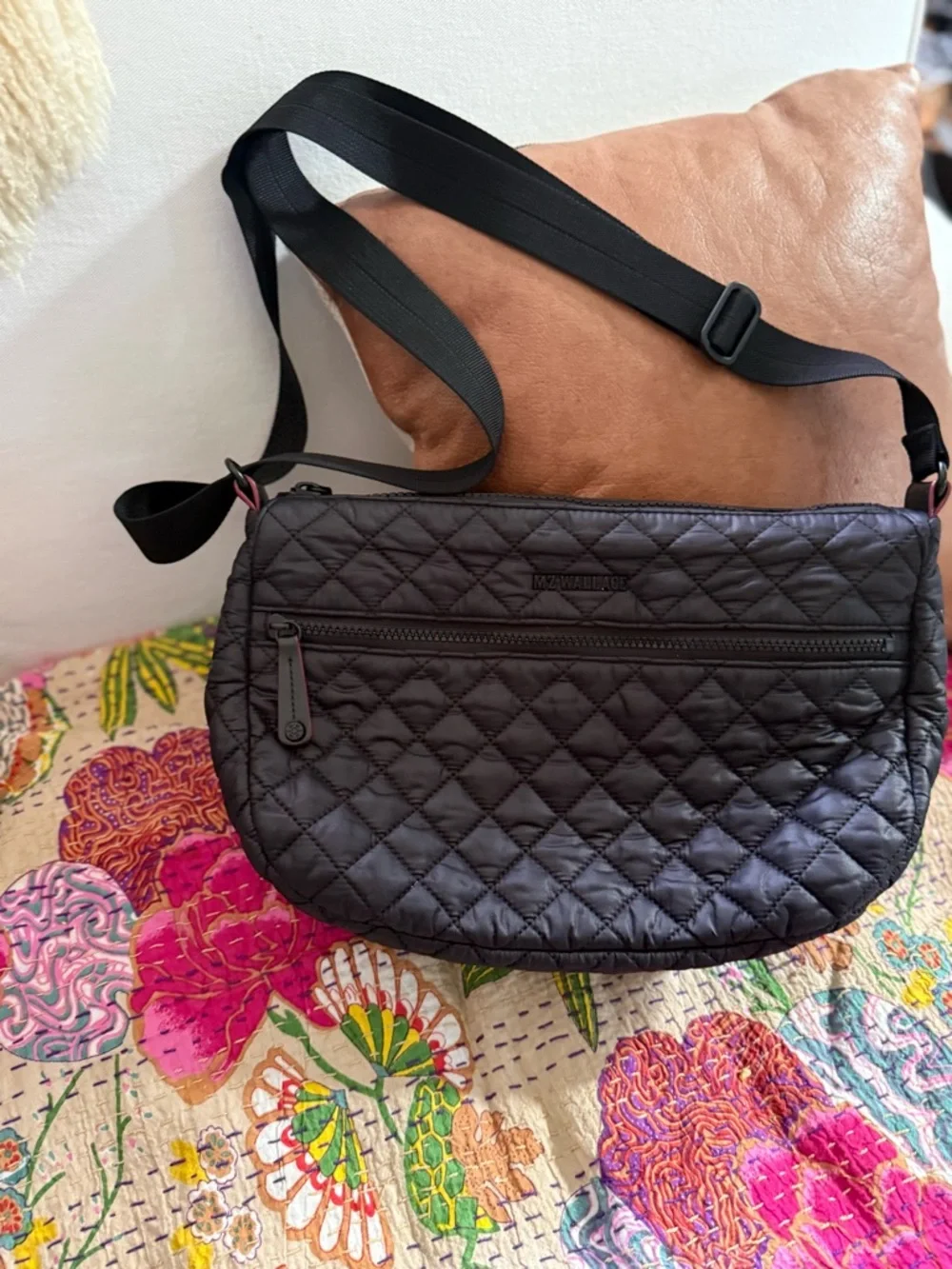 MZ Wallace Quilted Half-Moon Crossbody in Black - Picture 3 of 10